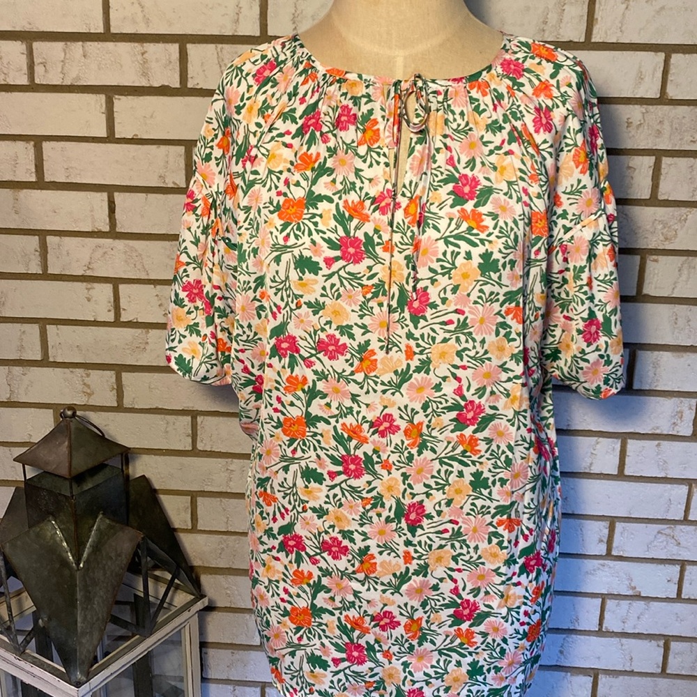Croft & Barrow / multi color floral print blouse. Sz XL